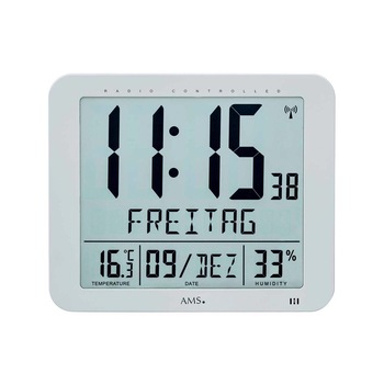 Ceas de perete AMS 5884, Quartz, Gri, Analog, Modern Ceas de perete AMS 5884, Quartz, Gri, Analog, Modern