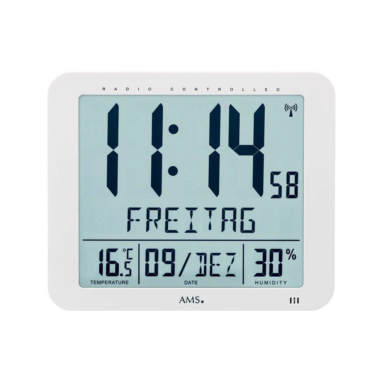 Ceas de perete AMS 5886, Quartz, Gri, Digital, Modern