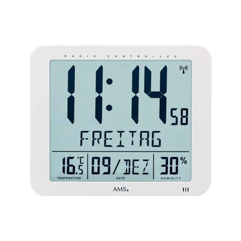 Ceas de perete AMS 5886, Quartz, Gri, Digital, Modern Ceas de perete AMS 5886, Quartz, Gri, Digital, Modern