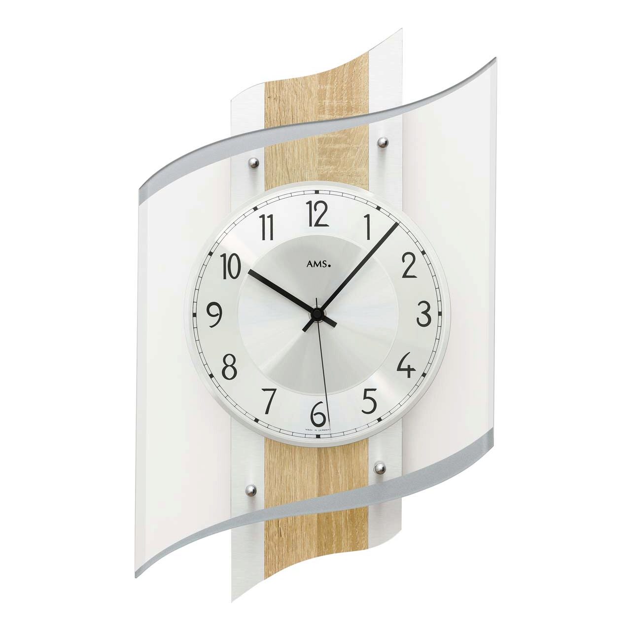 Ceas de perete AMS 5520, Quartz, Argintiu, Analogic, Modern