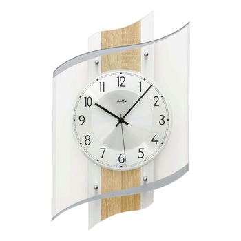 Ceas de perete AMS 5520, Quartz, Argintiu, Analogic, Modern Ceas de perete AMS 5520, Quartz, Argintiu, Analogic, Modern