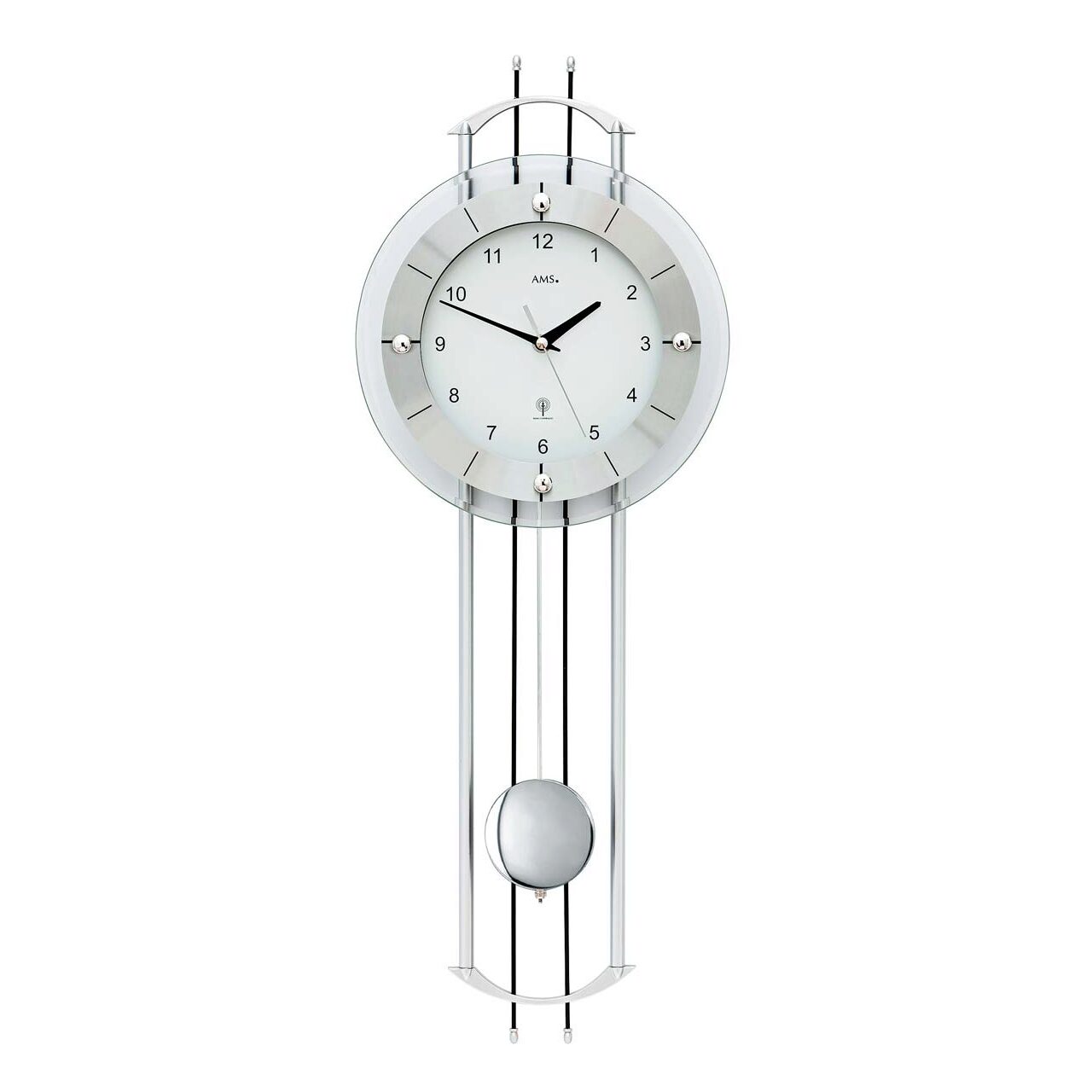 Ceas de perete AMS 5248, Quartz, Alb, Analogic, Modern