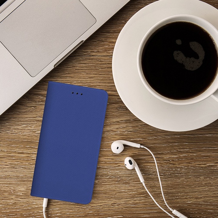 Калъф за книга, съвместим с Motorola Moto G31, G-Tech Flip Book, магнитно затваряне, джоб за карти, първокласна стойка, тъмно син