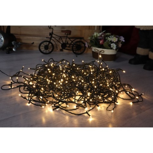 Instalatie brad Craciun, Hoff, 400 LED-uri albe cu lumina calda, 39.9 m, controler