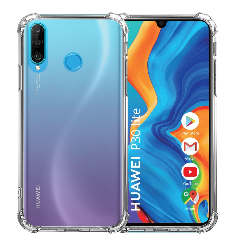 Husa antisoc pentru Huawei P30 Lite, spate ferm, din acril, margiini siliconice si colturi Anti-Drop, Transparenta Transparent Carcasa