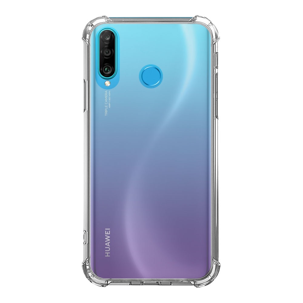 Husa antisoc pentru Huawei P30 Lite, spate ferm, din acril, margiini siliconice si colturi Anti-Drop, Transparenta Transparent Carcasa