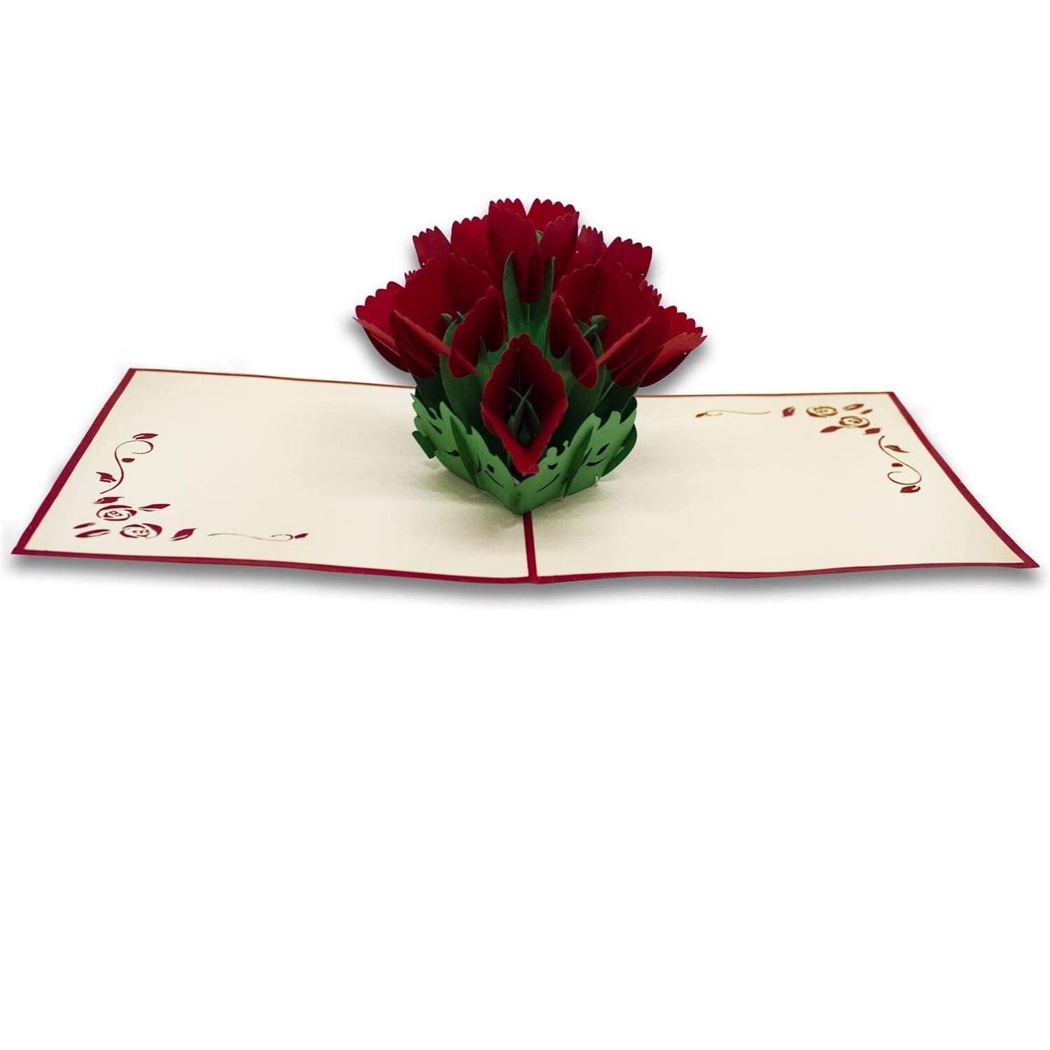 Felicitare 3D stil Origami, Fabricat manual, Model buchet de trandafiri, Multicolor