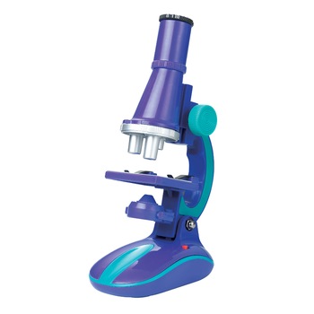 Microscop cu trei trepte de marire, cu lumina, baterii incluse Microscop cu trei trepte de marire, cu lumina, baterii incluse