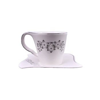 Set de cesti pentru cafea sau ceai, 6 cesti de 220 ml cu 6 farfurioare, design in relief, -36 Set de cesti pentru cafea sau ceai, 6 cesti de 220 ml cu 6 farfurioare, design in relief, -36