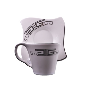 Set de cesti pentru cafea sau ceai, 6 cesti de 220 ml cu 6 farfurioare, design in relief, -35 Set de cesti pentru cafea sau ceai, 6 cesti de 220 ml cu 6 farfurioare, design in relief, -35