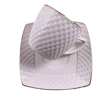 Set de cesti pentru cafea sau ceai, 6 cesti de 220 ml cu 6 farfurioare, design in relief, -33 Set de cesti pentru cafea sau ceai, 6 cesti de 220 ml cu 6 farfurioare, design in relief, -33