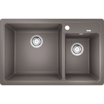 Chiuveta, Blanco, LEGRA 8 SG, din granit cu doua cuve, 780x500x190mm, tava din aluminiu, Gri alumetalic