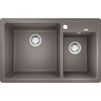 Chiuveta, Blanco, LEGRA 8 SG, din granit cu doua cuve, 780x500x190mm, tava din aluminiu, Gri alumetalic