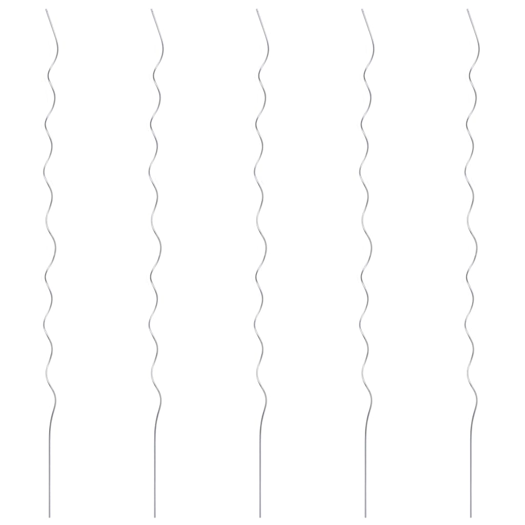 Set de 5 spirale pentru suport de plante, vidaXL, Otel, 170 cm, Argintiu