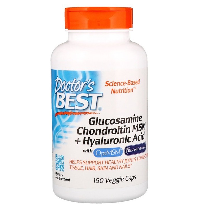 Хранителна добавка Doctor's Best Glucosamine Chondroitin MSM Plus Hyaluronic Acid, 150 капсули