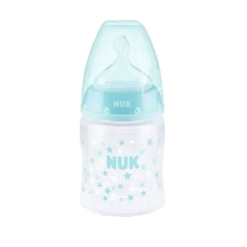 Biberon cu tetina din silicon 150 ml 0-6 luni Nuk First Choice+ 743875, Albastru