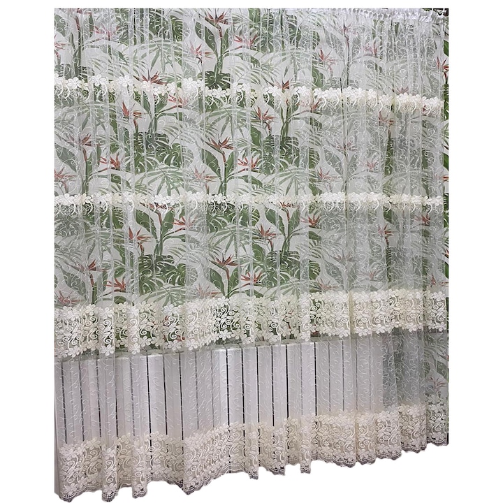 Perdea ivoire "Precious Ivory" 200x245cm, brodata, cu rejansa by Liz Line - RD1532