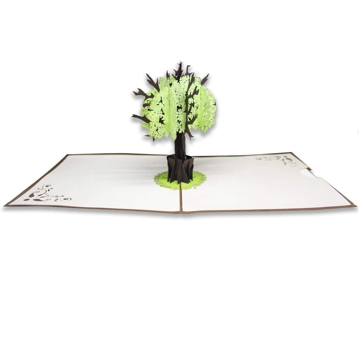 3D поздравителна картичка OEM, Оригами, Ръчна изработка, Модел дървото на живота, Многоцветен