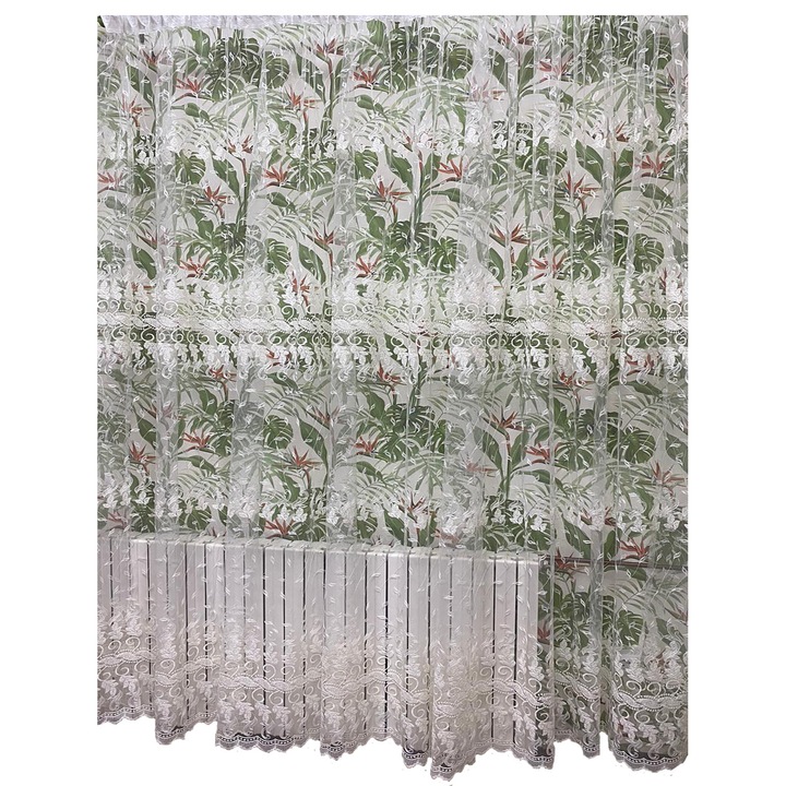 Perdea ivoire "Spring Fog" 700x245cm, brodata, cu rejansa by Liz Line - RD1547