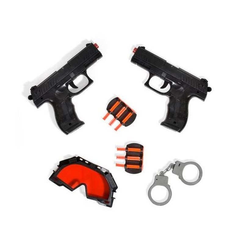 Mixed Secretary Furious Set arme de jucarie pentru copii, compus din 2 pistoale, 6 gloante, catuse  si ochelari, + 4 ani - eMAG.ro
