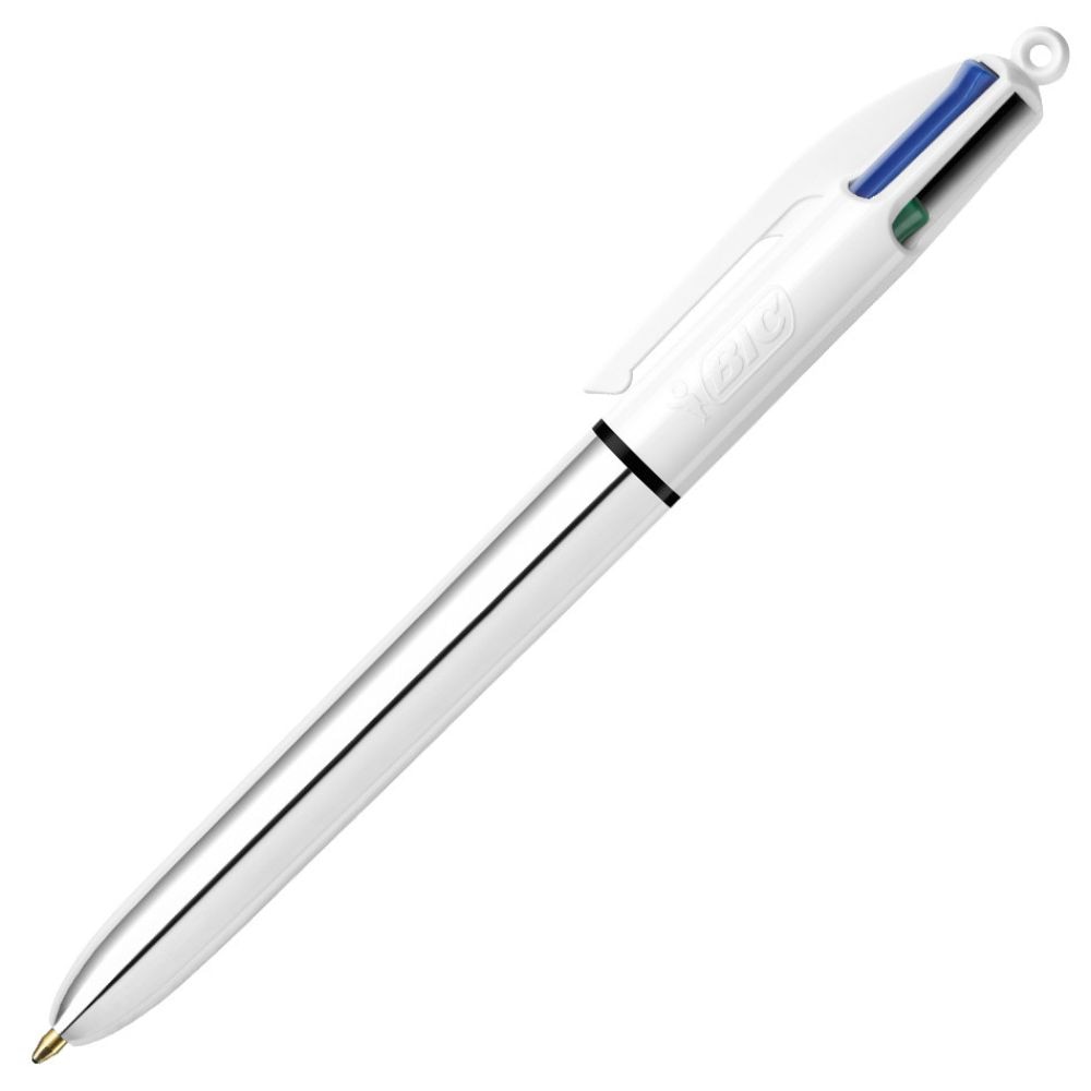 Set 12 Pixuri BIC 4 Shine Silver, Varf 1 mm, Corp Plastic