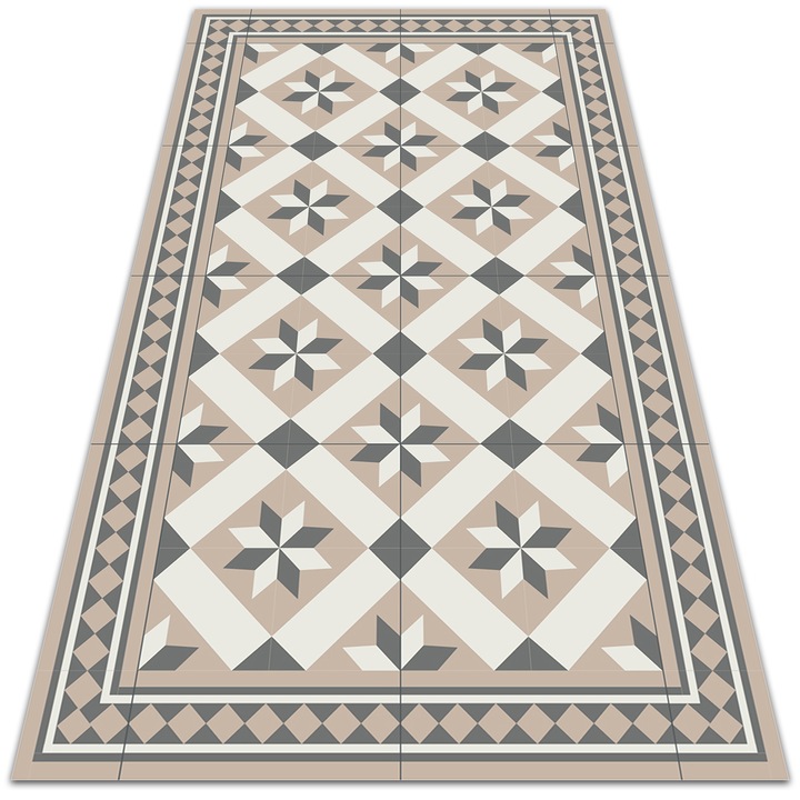 Covor PVC. Tulup. Vinil. Patchwork Cu Stele In Opt Colturi. Verde. 120x180 cm. 010260370040000013857