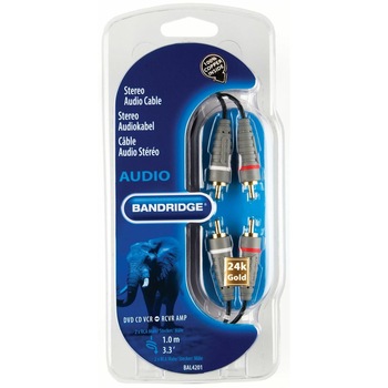 Cablu audio stereo BANDRIDGE 1.0 metri, profesional placat cu aur 24K Cablu audio stereo BANDRIDGE 1.0 metri, profesional placat cu aur 24K