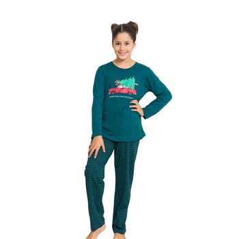 Pijamale copii, fete, Vienetta, Craciun, verde, bumbac Pijamale copii, fete, Vienetta, Craciun, verde, bumbac