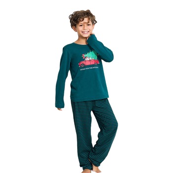 Pijamale copii, baieti, Vienetta, Craciun, verde, bumbac Pijamale copii, baieti, Vienetta, Craciun, verde, bumbac