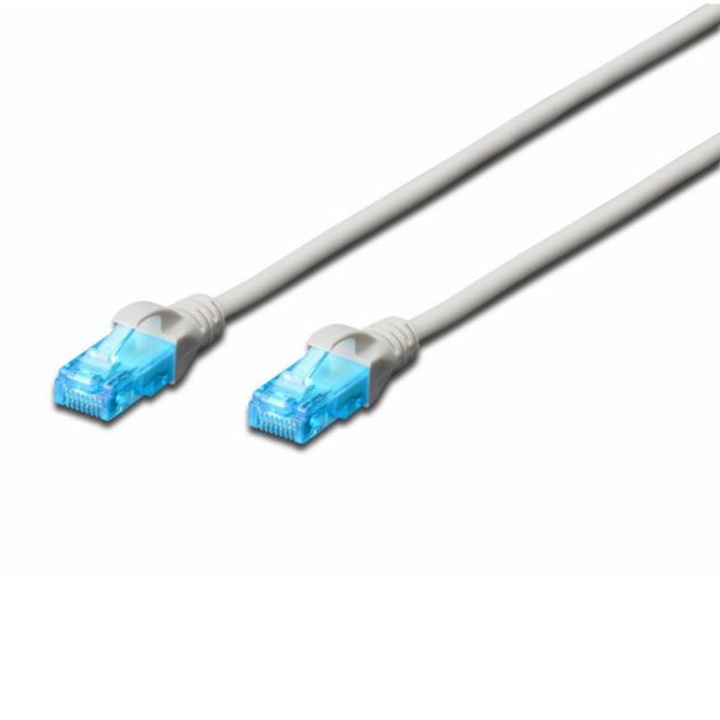 Premium UTP кабел cat 6, дължина 2,5 m, patch cord, Digitus, 2 x RJ45 щепсел, сив