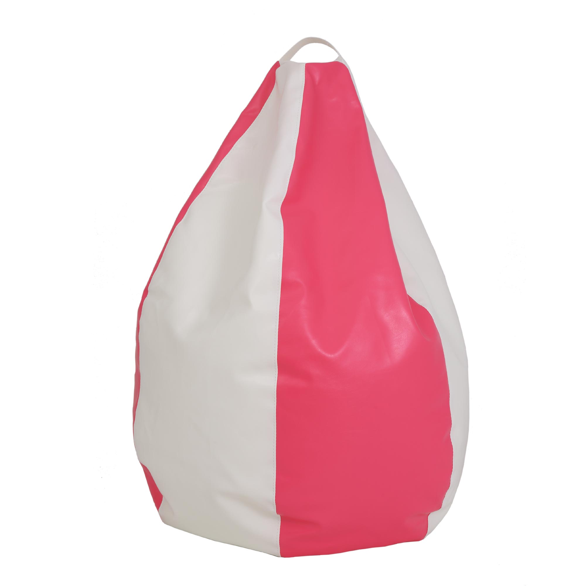 Fotoliu Bean Bag para, piele ecologica Alb/Roz, cu maner, 74x83