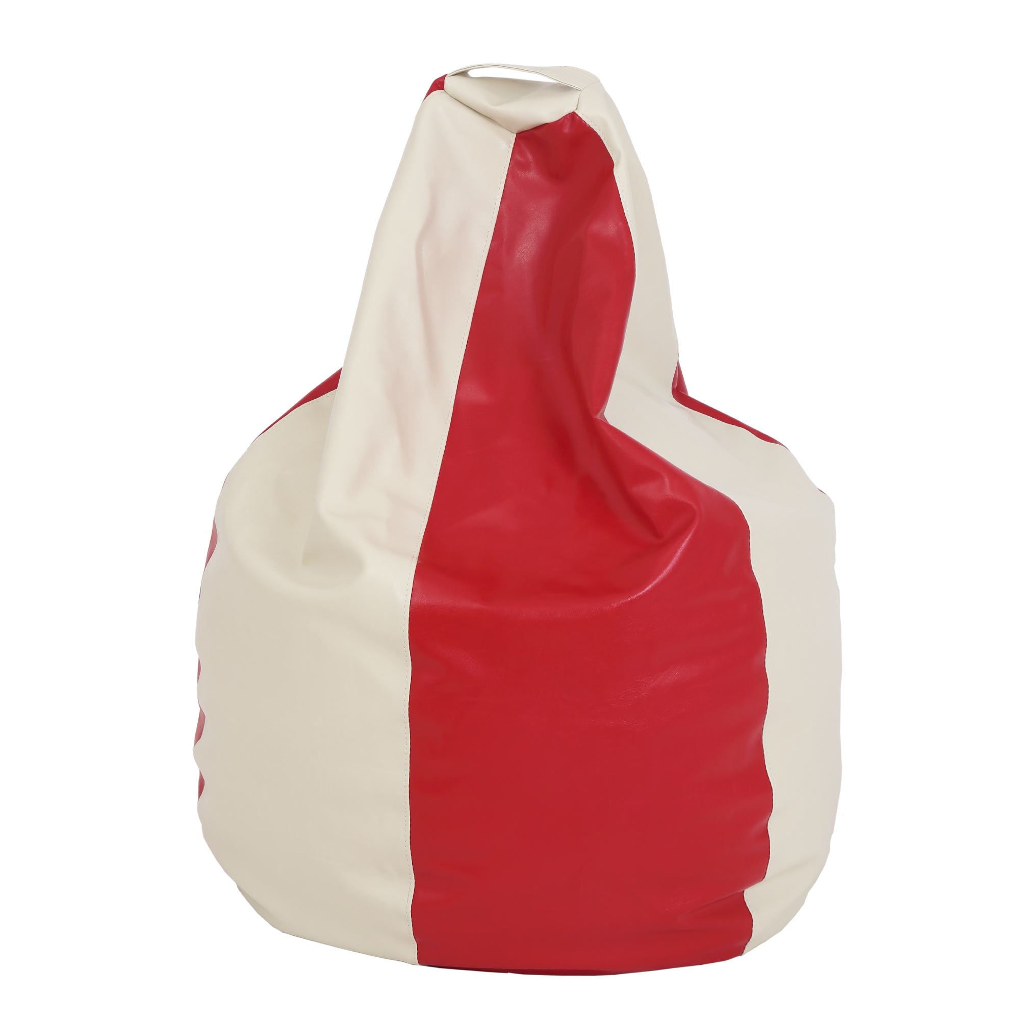 Fotoliu Bean Bag para, piele ecologica Crem/Rosu, cu maner, 74x83