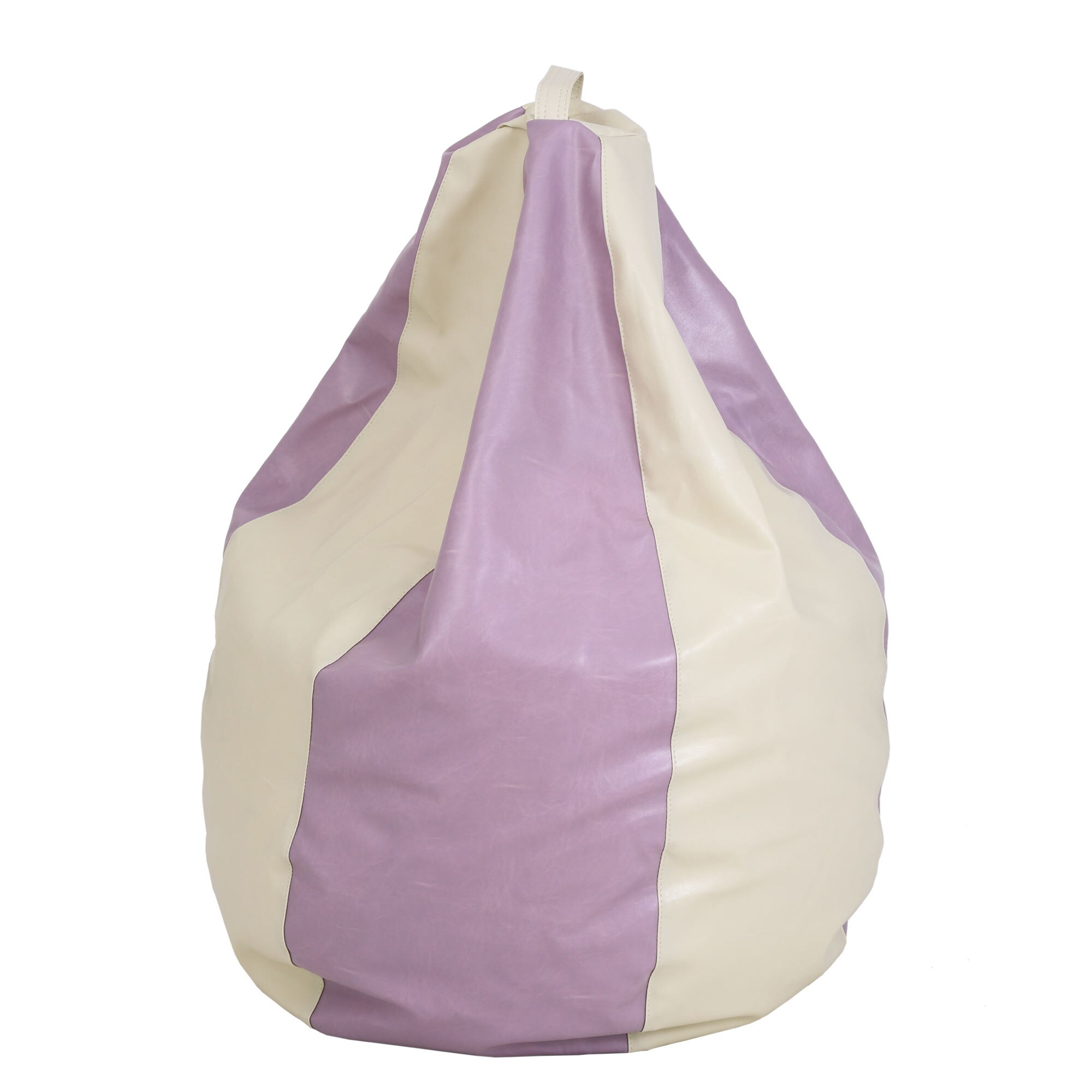 Fotoliu Bean Bag para, piele ecologica Crem/Mov, cu maner, 74x83