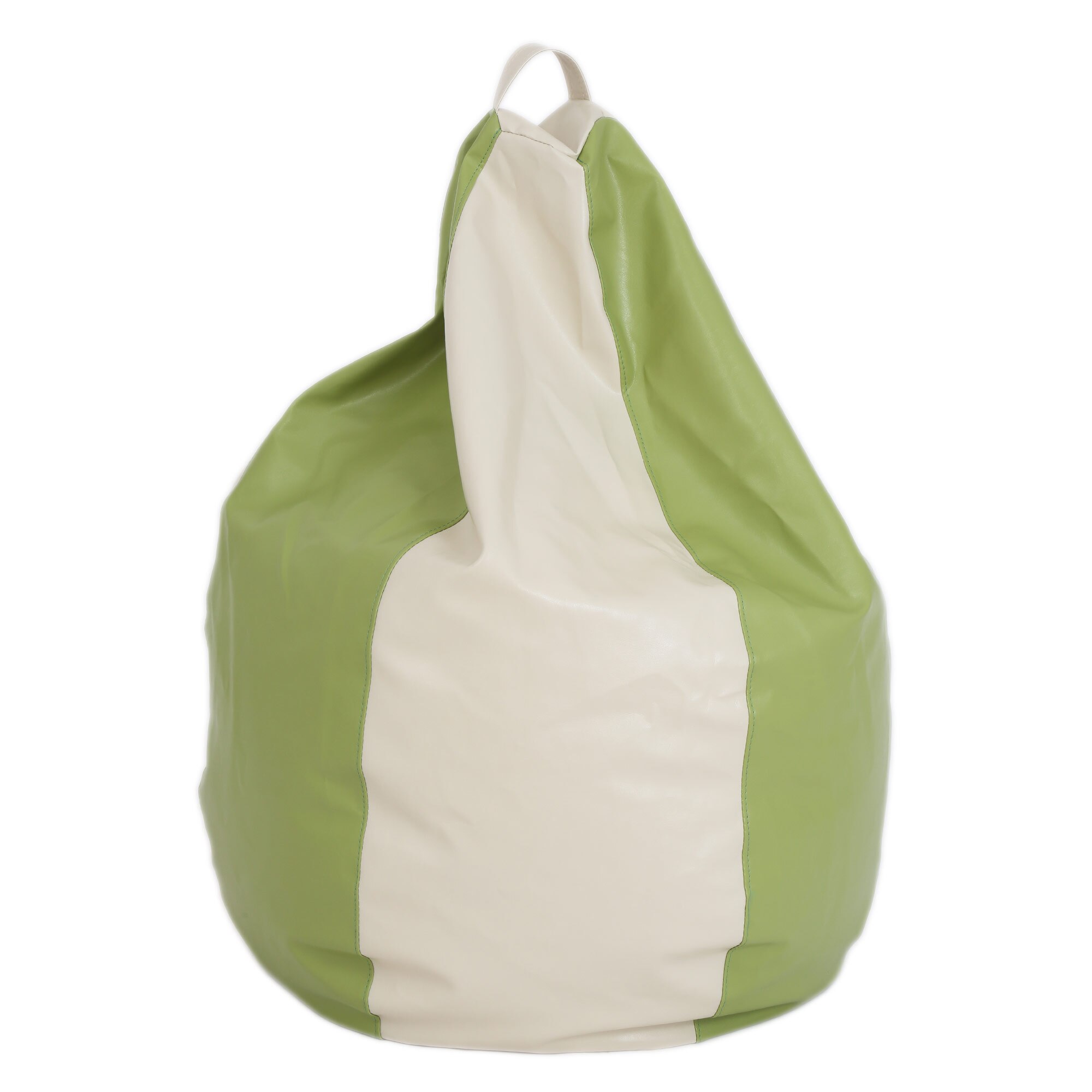 Fotoliu Bean Bag para, piele ecologica Crem/Verde, cu maner, 74x83