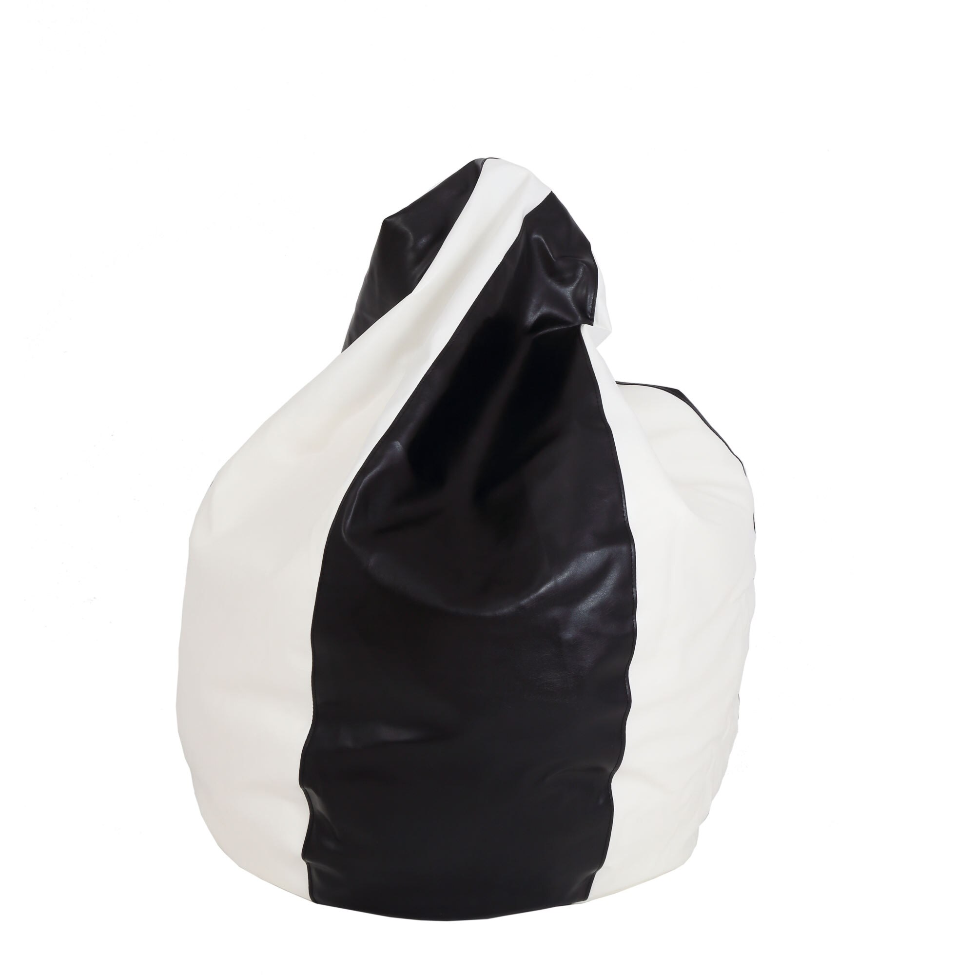 Fotoliu Bean Bag para, piele ecologica Negru/Alb, cu maner, 74x83