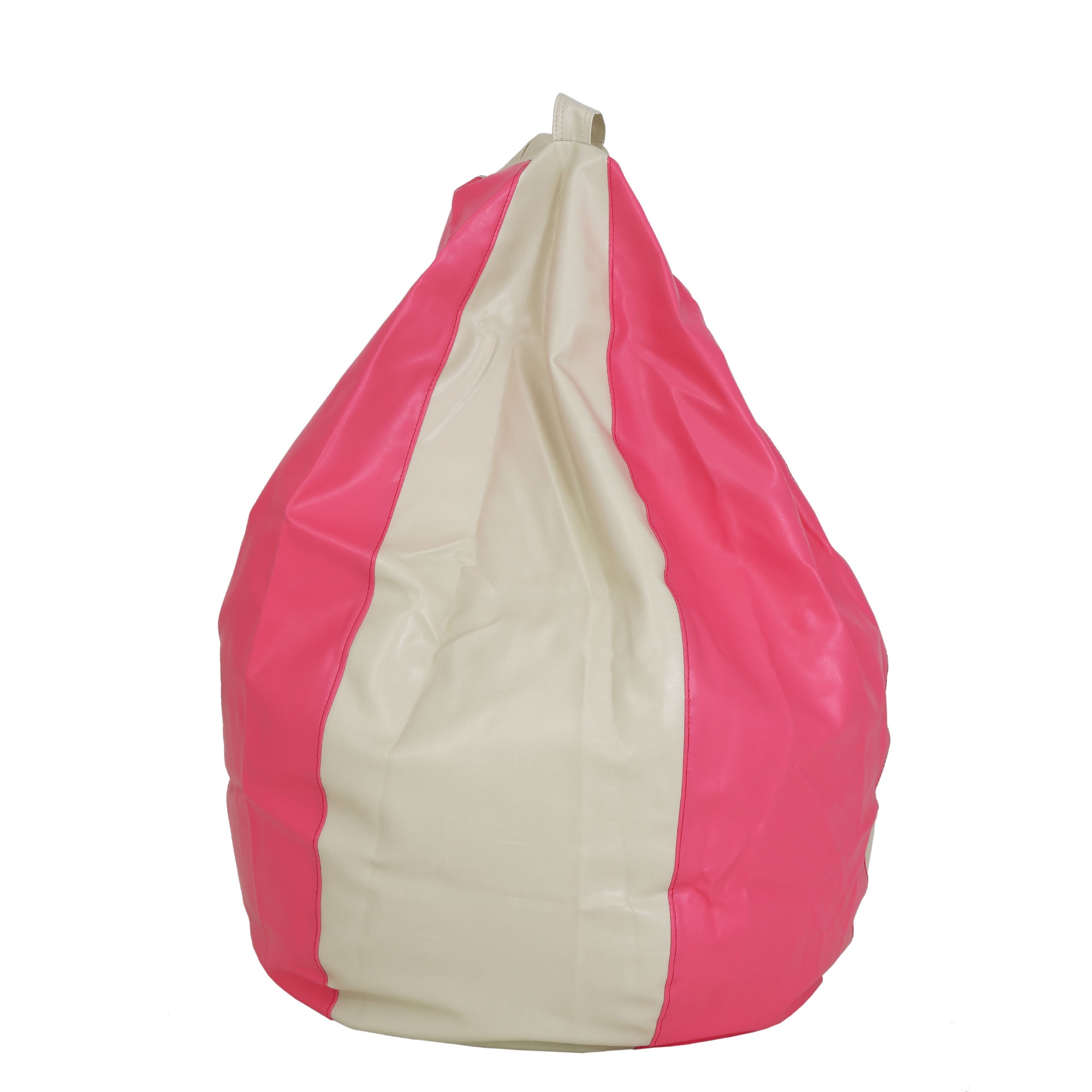 Fotoliu Bean Bag para, piele ecologica Crem/Roz, cu maner, 74x83