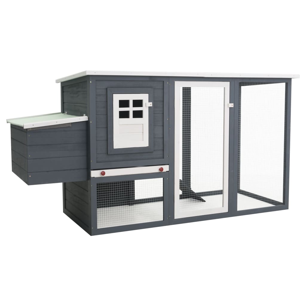 Cotet de exterior pentru gaini, vidaXL, Lemn, 202 x 75 x 98 cm, Gri