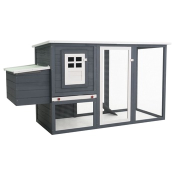 Cotet de exterior pentru gaini, vidaXL, Lemn, 202 x 75 x 98 cm, Gri Cotet de exterior pentru gaini, vidaXL, Lemn, 202 x 75 x 98 cm, Gri