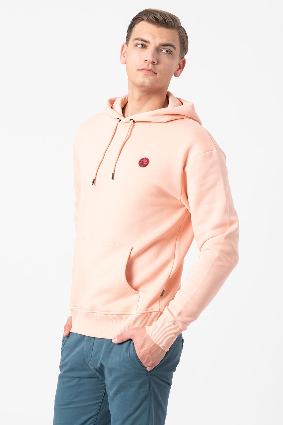 !Solid, Hanorac cu buzunar kangaroo Pietro, Roz somon