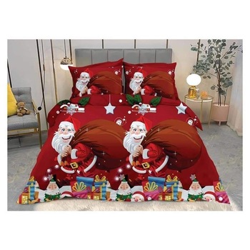 Lenjerie pat Mos Craciun bubac finet , 6 piese Lenjerie pat Mos Craciun bubac finet , 6 piese