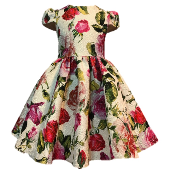 Rochita eleganta, Diva pentru fetite, pentru ocazii speciale, Brocart, Multicolor