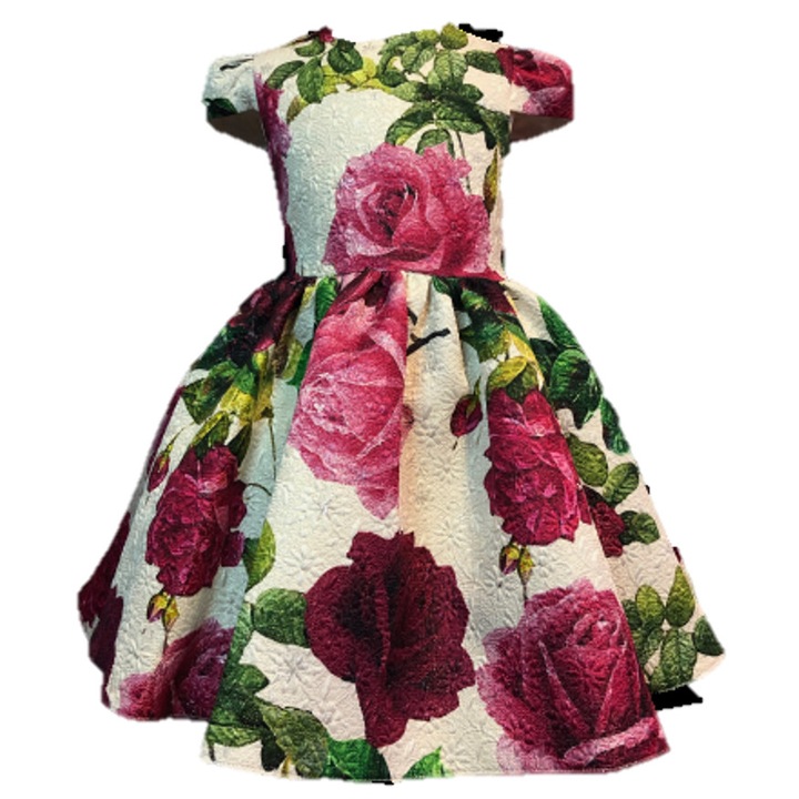 Rochita eleganta Dina pentru fetite, pentru ocazii speciale, Brocart, Multicolor