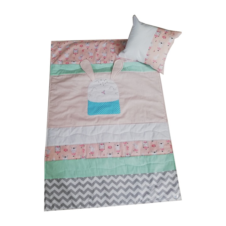 Paturica si perna copii, Model Iepuras Bunny, 2 piese