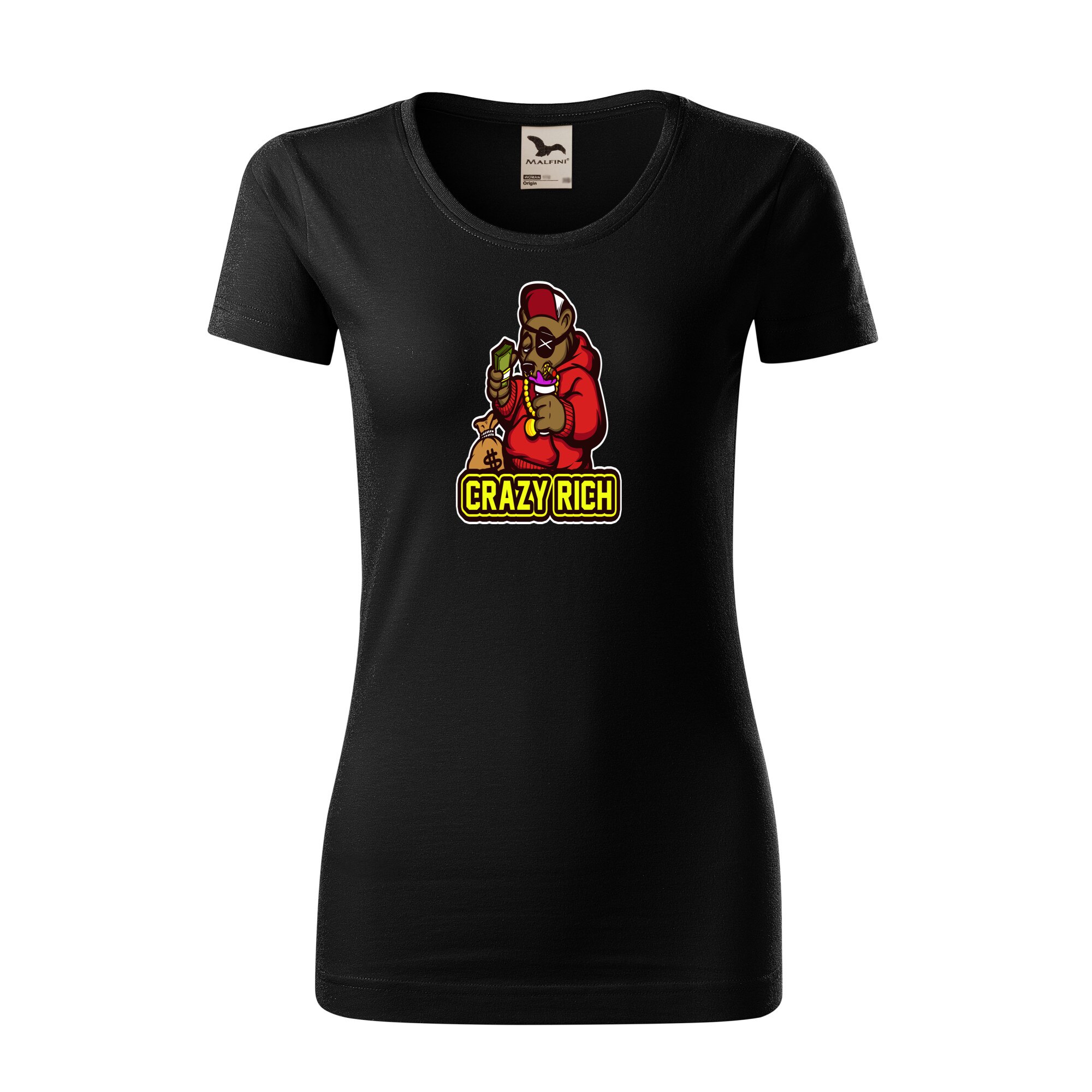 Tricou dama clasic, Malfini, Crazy Rich, Negru, L