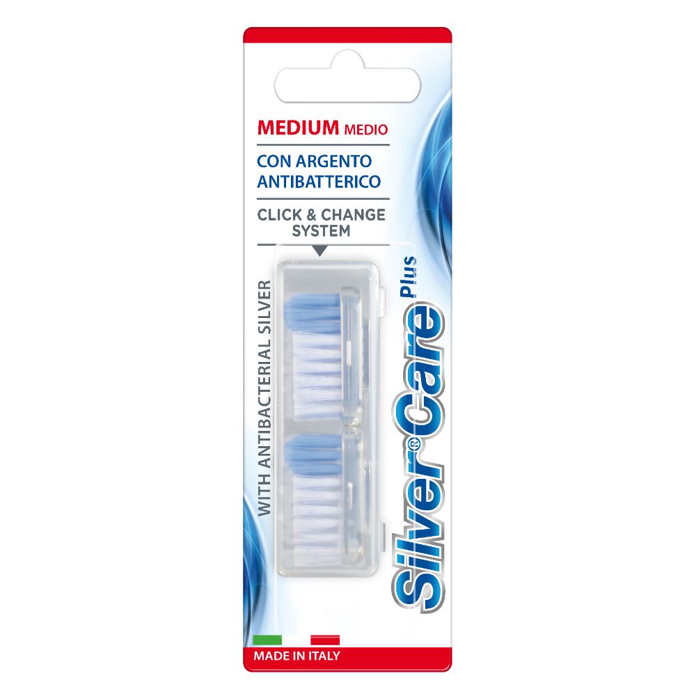 Set 2 rezerve periuta Silver Care antibacteriene medium
