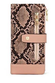 Portofel dama, mediu, piele ecologica , cu capsa si fermoar, roz Portofel dama, mediu, piele ecologica , cu capsa si fermoar, roz