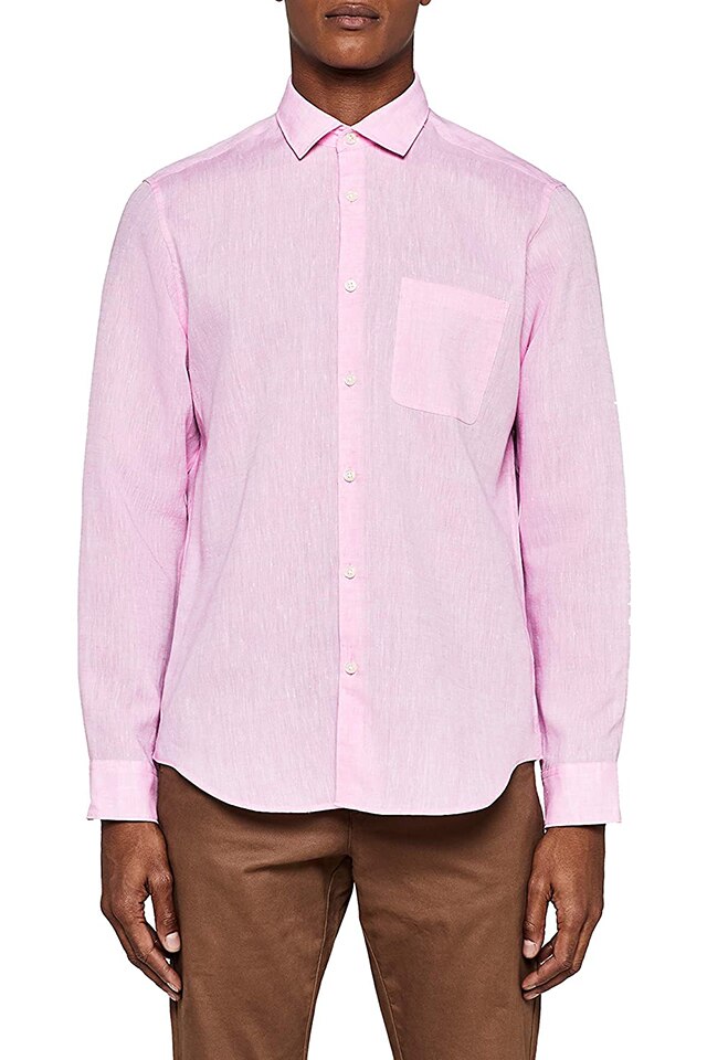 Camasa cu maneca lunga barbati, Meraki, roz, M