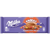 Ciocolata cu lapte alpin cu bomboane gumate drajeuri cu cacao si bomboane efervescente Choco Jelly 250g Milka