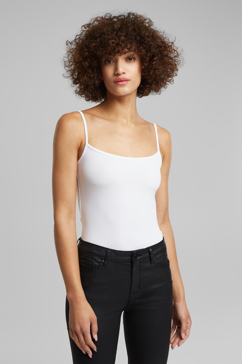 Esprit, Top cu bretele subtiri, Alb prafuit