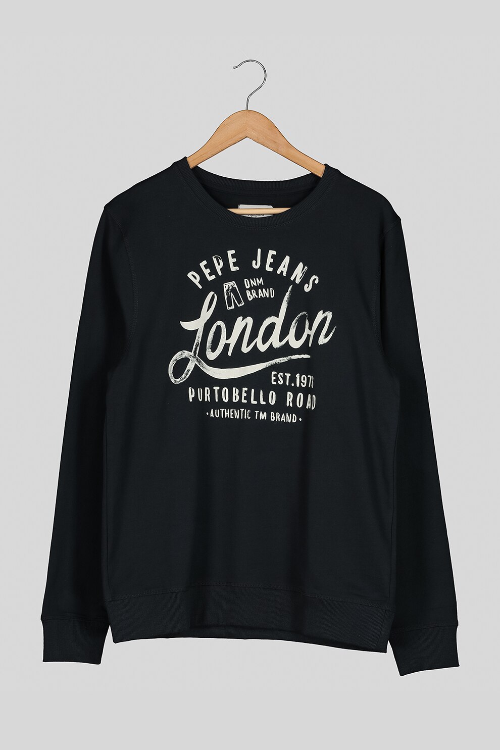 Pepe Jeans London, Bluza sport de bumbac cu imprimeu logo, Negru/Crem, 105 CM